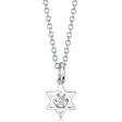 Floating Lab Diamond Jewish Star of David Petite Pendant Necklace 14K White Gold (0.03ct)
