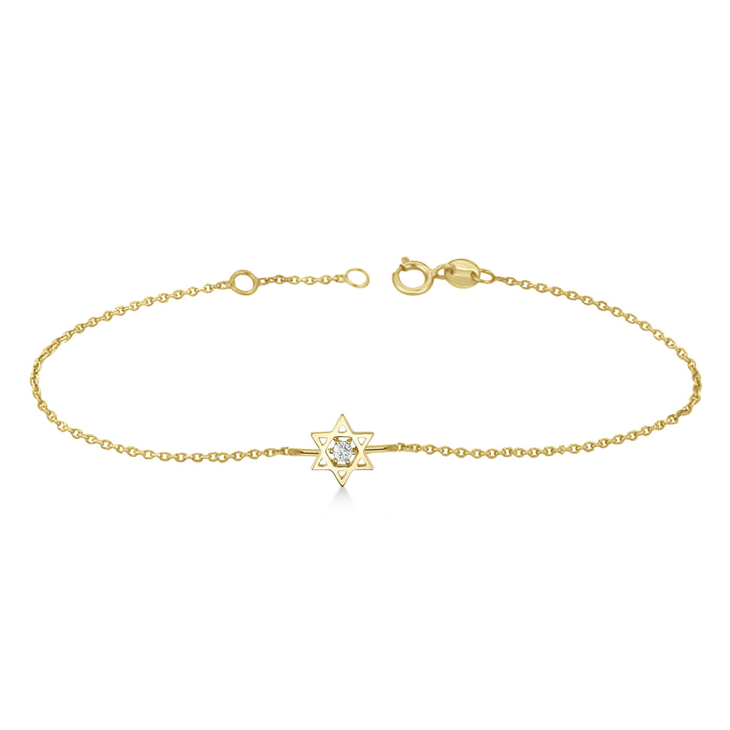 Diamond Jewish Star of David Petite Bracelet 14K Yellow Gold (0.03ct)