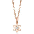 Floating Lab Diamond Jewish Star of David Petite Pendant Necklace 14K Rose Gold (0.03ct)