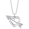 Diamond Heart & Arrow Link Pendant Necklace 14K White Gold (0.07ct)