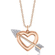 Diamond Heart & Arrow Link Pendant Necklace 14K Rose Gold (0.07ct)