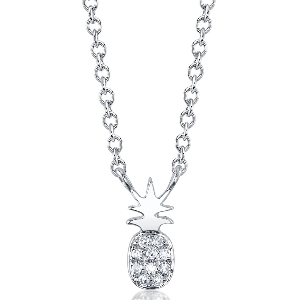 Diamond Pineapple Pendant Necklace 14K White Gold (0.03ct)