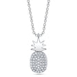 Round Diamond Pineapple Pendant Necklace 14K White Gold (0.11ct)