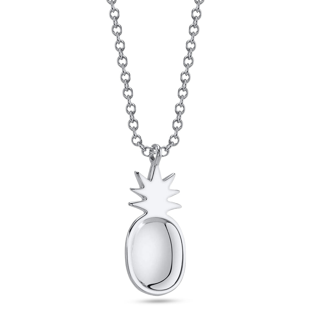 Round Diamond Pineapple Pendant Necklace 14K White Gold (0.11ct)