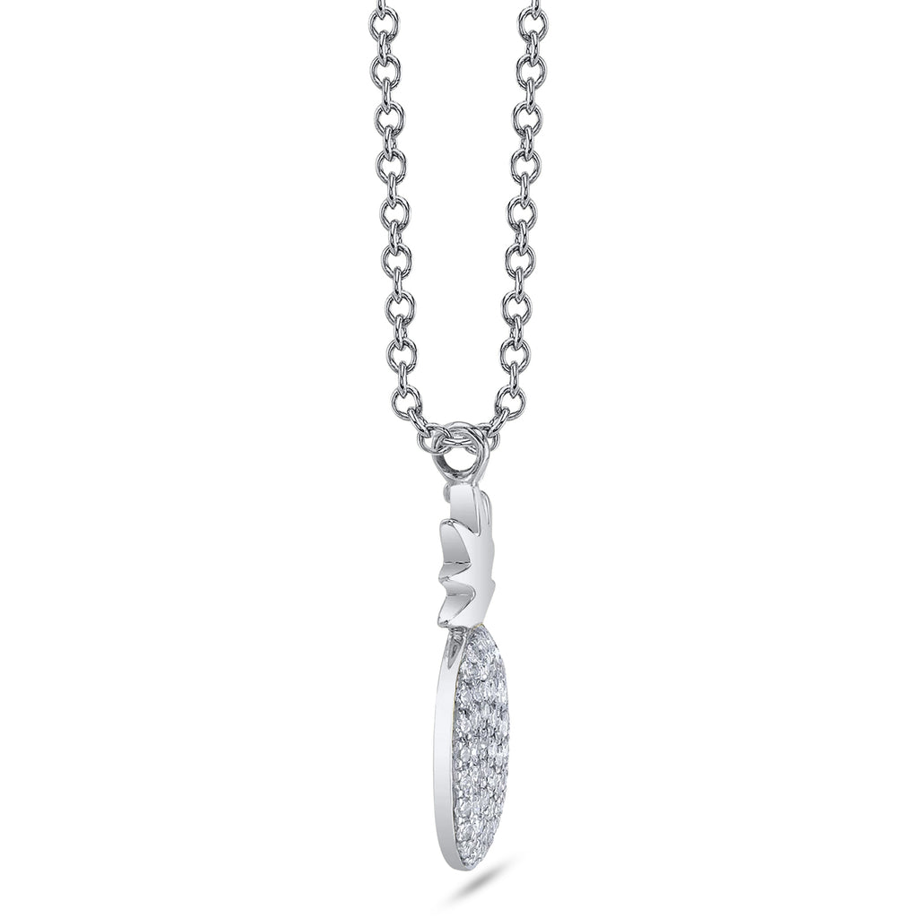 Round Diamond Pineapple Pendant Necklace 14K White Gold (0.11ct)