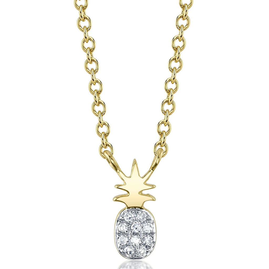 Diamond Pineapple Pendant Necklace 14K Yellow Gold (0.03ct)
