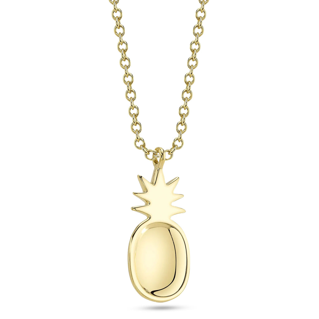 Round Diamond Pineapple Pendant Necklace 14K Yellow Gold (0.11ct)