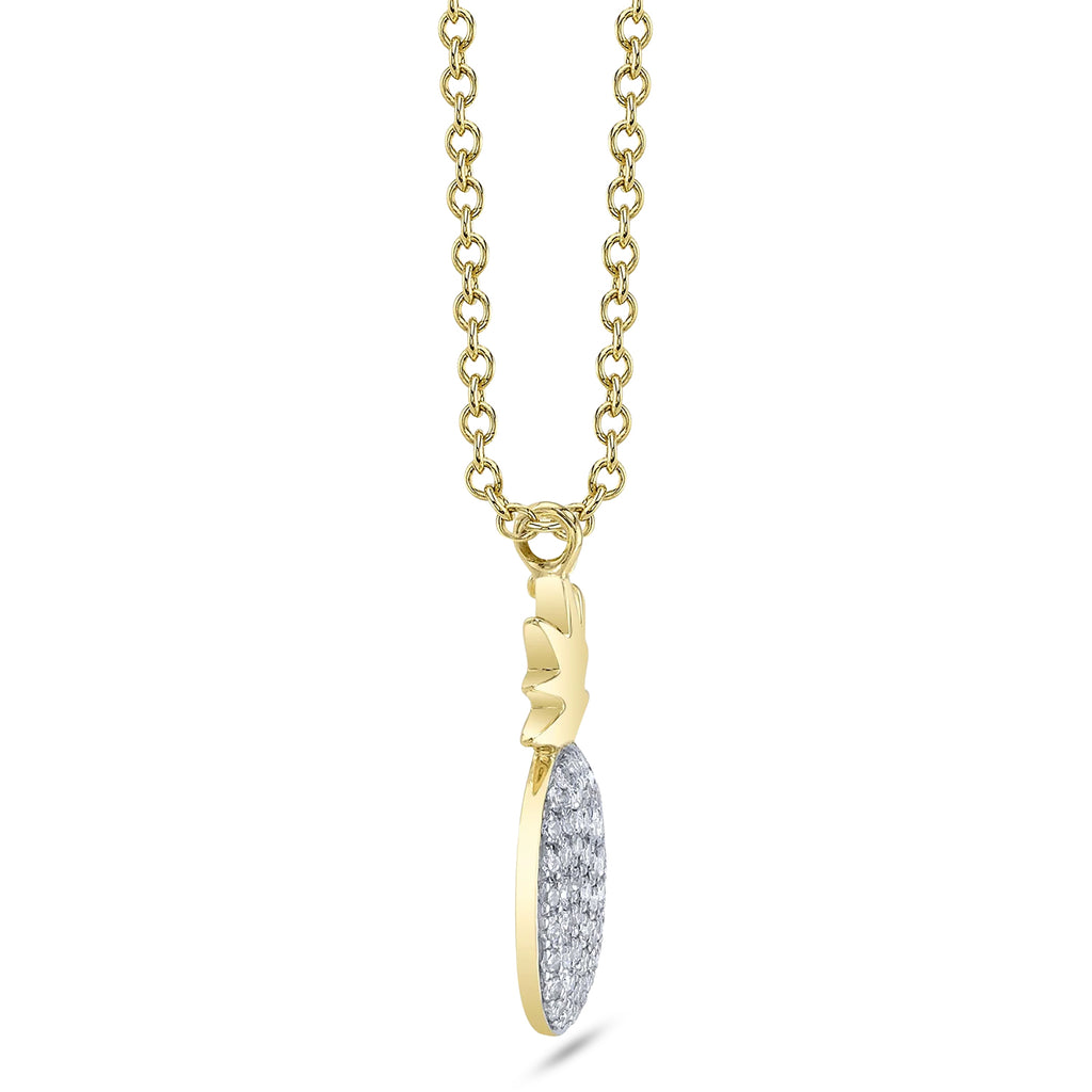 Round Diamond Pineapple Pendant Necklace 14K Yellow Gold (0.11ct)