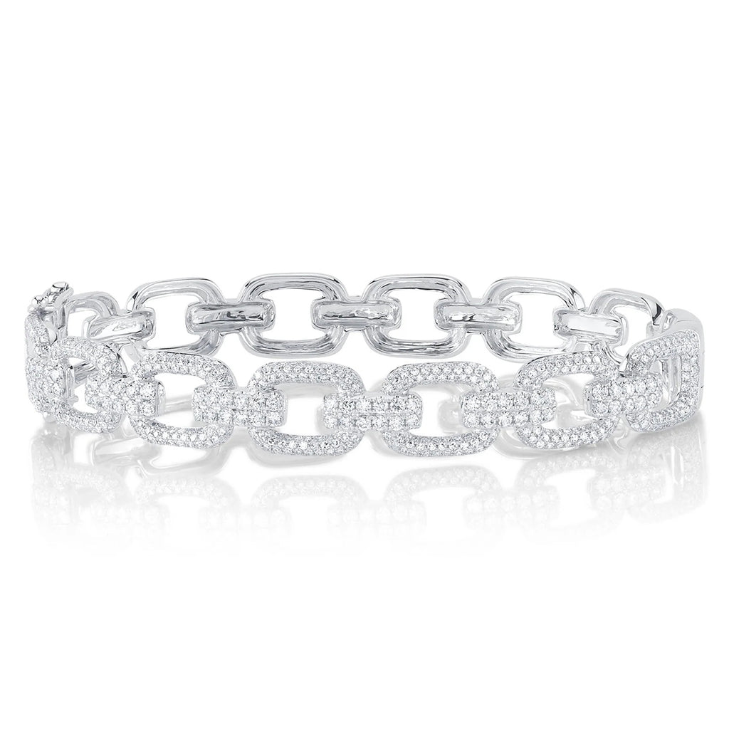Diamond Link Bangle Bracelet 14K White Gold (1.97ct)
