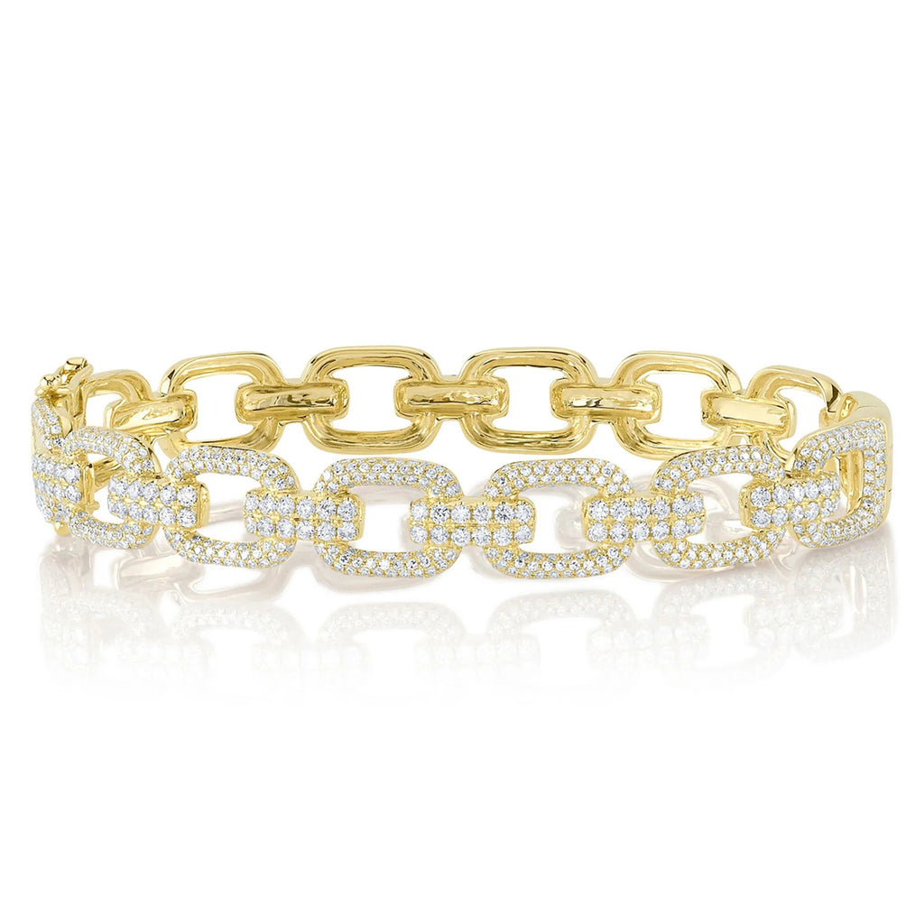 Diamond Link Bangle Bracelet 14K Yellow Gold (1.97ct)