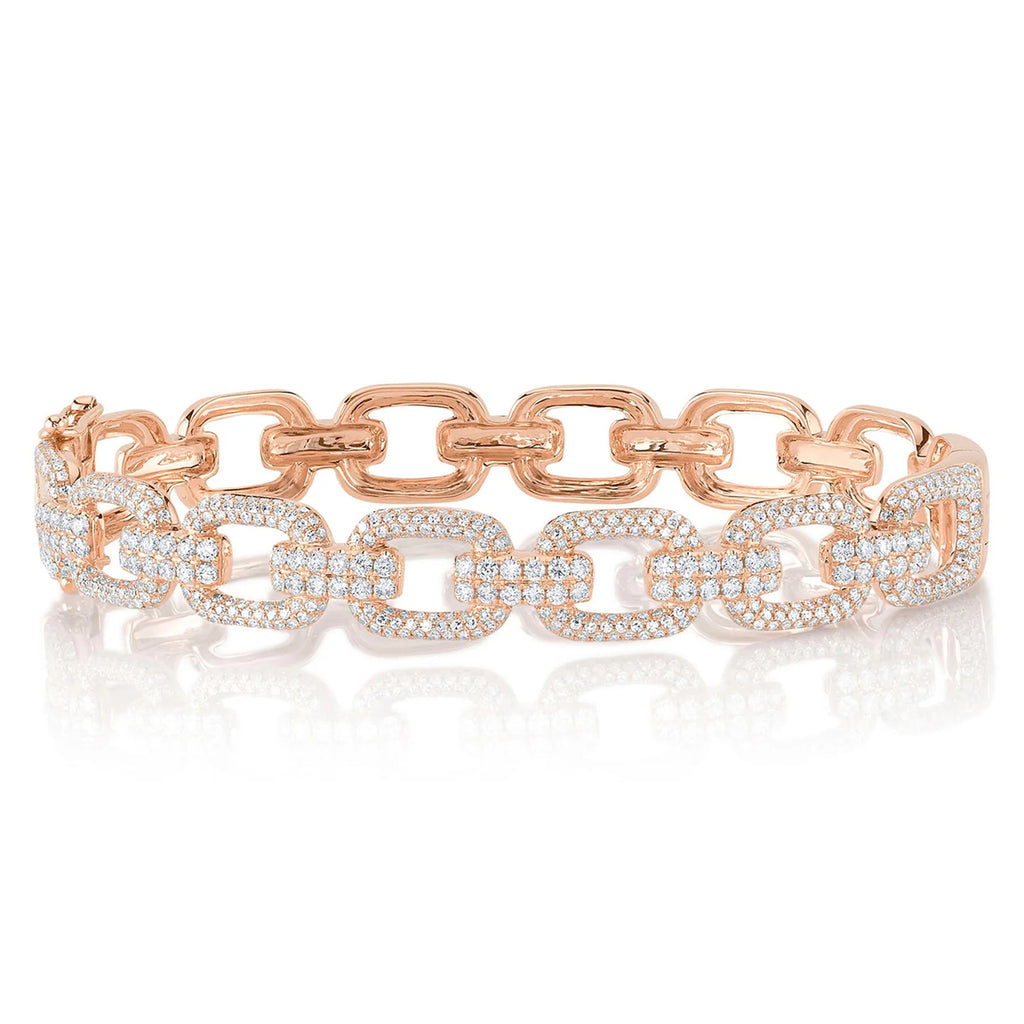 Diamond Link Bangle Bracelet 14K Rose Gold (1.97ct)