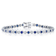 Lab Blue Sapphire & Diamond Tennis Bracelet 14K White Gold (2.50ct)