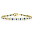 Blue Sapphire & Diamond Tennis Bracelet 14K Yellow Gold (2.58ct)