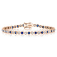 Blue Sapphire & Diamond Tennis Bracelet 14K Rose Gold (2.58ct)