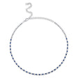 Lab Blue Sapphire & Diamond Bezel Necklace 14K White Gold (3.25ct)