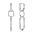 Lab Diamond Oval Hoop Drop Earrings 14K White Gold (2.59ct)