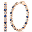 Blue Sapphire & Diamond Hoop Earrings 14K Rose Gold (2.23ct)