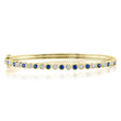 Lab Blue Sapphire & Diamond Bangle Bracelet 14K Yellow Gold (1.15ct)