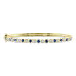 Alternating Diamond & Blue Sapphire Bezel Bangle Bracelet 14K Yellow Gold (1.22ct)