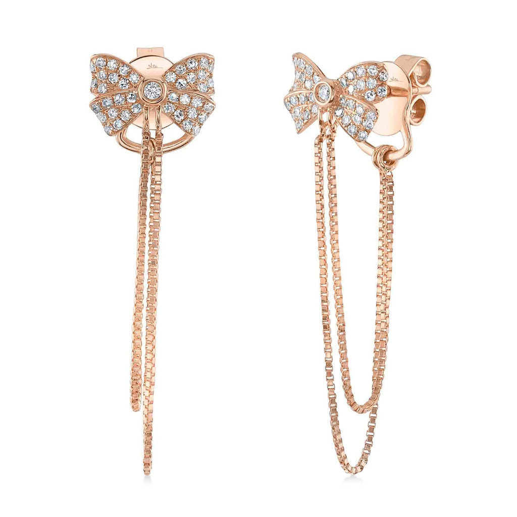 Diamond Bow Earrings 14K Rose Gold (0.23ct)