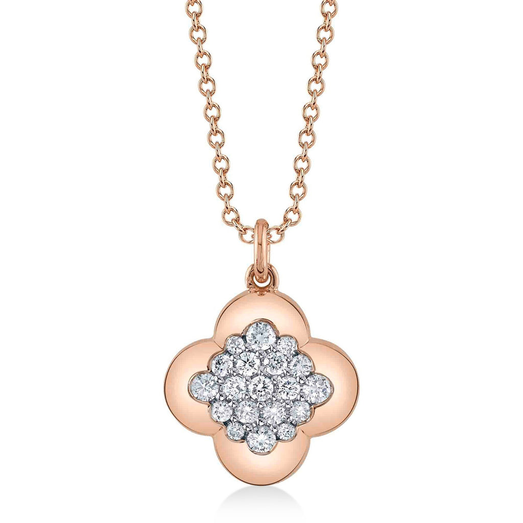 Diamond Clover Pendant Necklace 14K Rose Gold (0.29ct)
