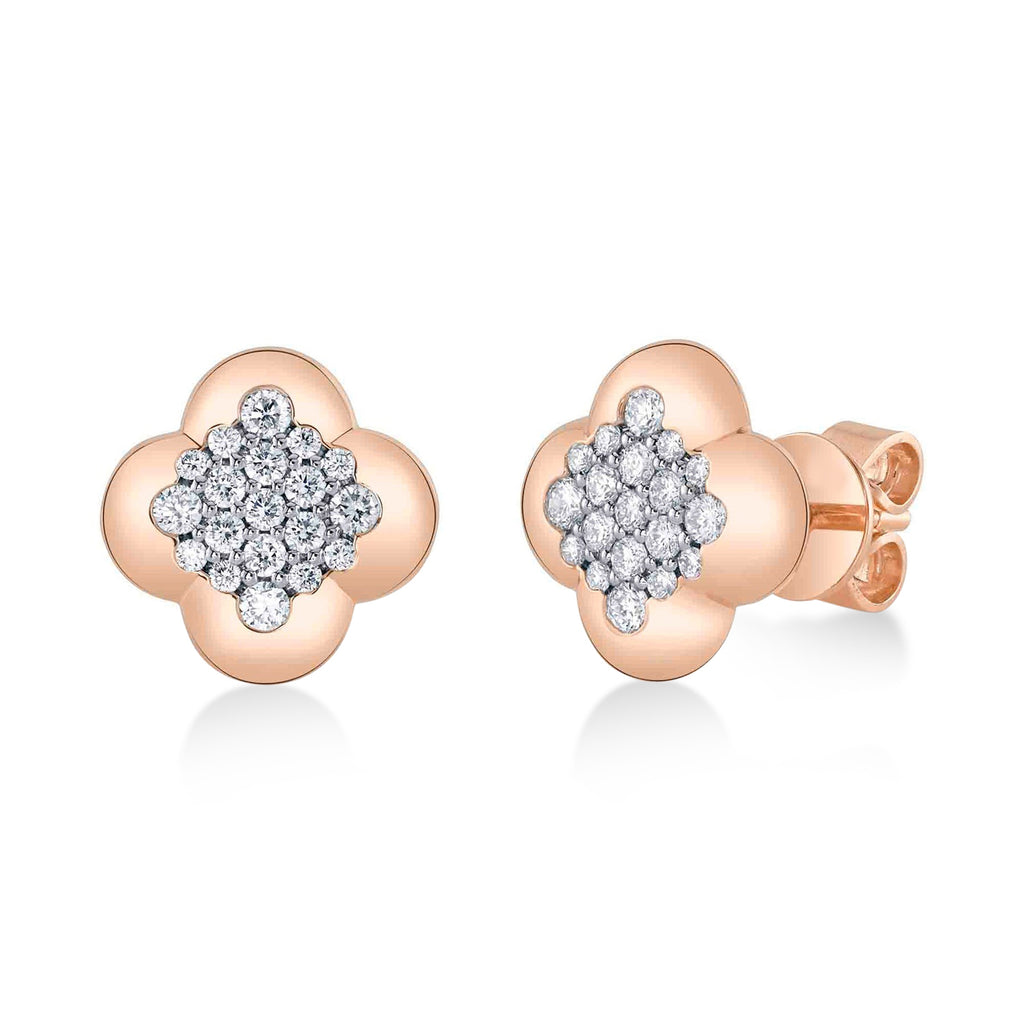 Diamond Clover Stud Earrings 14K Rose Gold (0.39ct)