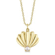 Cultured Pearl Shell Pendant Necklace 14K Yellow Gold (3.5mm)