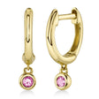 Round Pink Sapphire Bezel Huggie Earrings 14K Yellow Gold (0.08ct)
