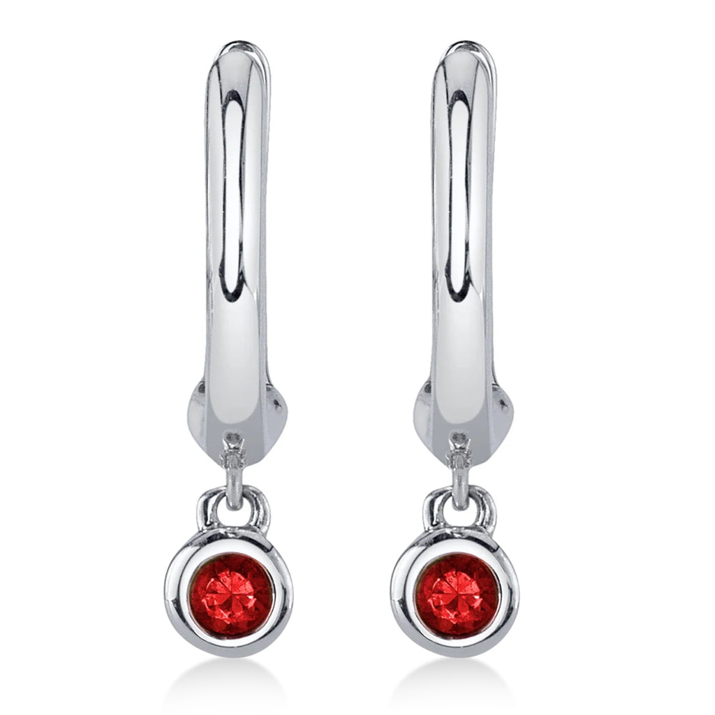 Round Ruby Bezel Huggie Earrings 14K White Gold (0.08ct)
