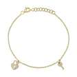 Diamond Pave Heart Lock & Key Bracelet 14K Yellow Gold (0.10ct)
