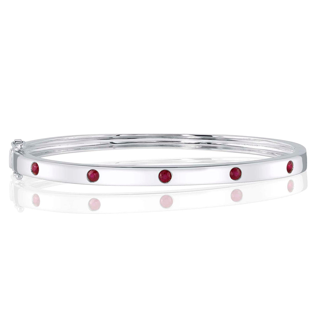 Ruby Five Stone Bangle 14K White Gold (0.38ct)
