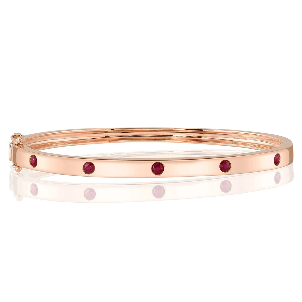 Ruby Five Stone Bangle Bracelet 14K Rose Gold (0.38ct)