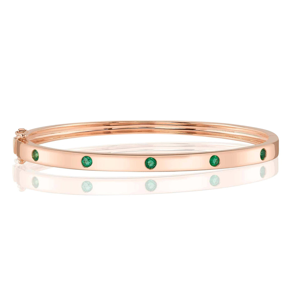 Emerald Stackable Bangle Bracelet 14K Rose Gold (0.38ct)