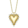 Diamond Puffed Heart Pendant Necklace 14K Yellow Gold (0.18ct)