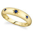 Blue Sapphire Star Wide Band Ring 14K Yellow Gold (0.11ct)