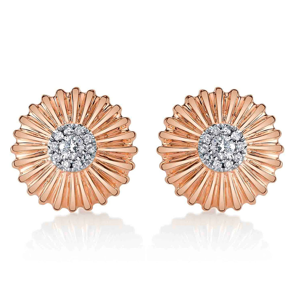 Diamond Daisy Flower Stud Earrings 14K Rose Gold (0.14ct)