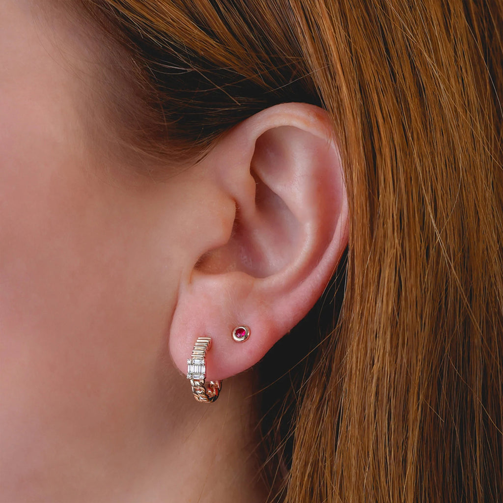 Round Ruby Bezel Stud Earrings 14K Rose Gold (0.10ct)