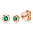 Round Emerald Bezel Stud Earrings 14K Rose Gold (0.08ct)