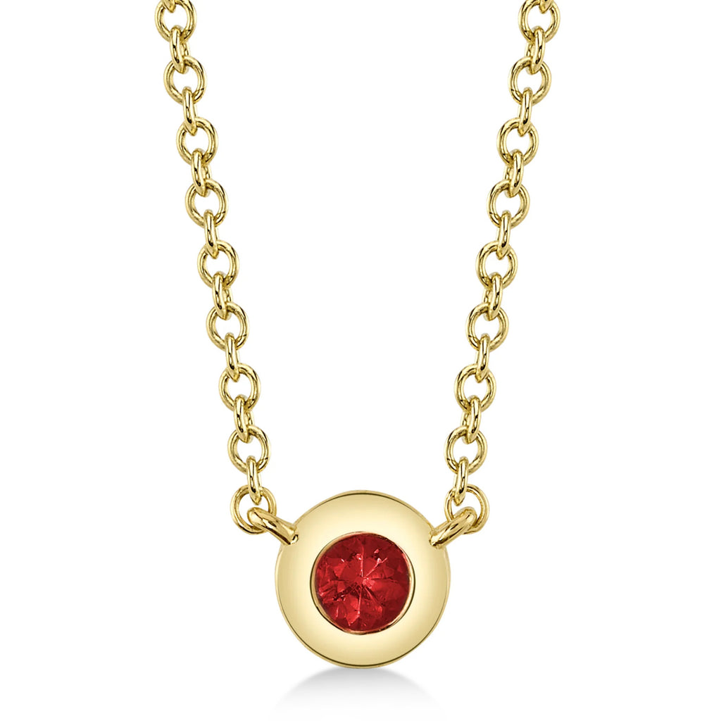 Round Ruby Bezel Pendant Necklace 14K Yellow Gold (0.05ct)