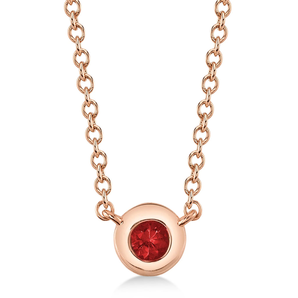 Round Ruby Bezel Pendant Necklace 14K Rose Gold (0.05ct)