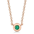 Round Emerald Bezel Pendant Necklace 14K Rose Gold (0.04ct)