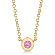 Round Pink Sapphire Bezel Pendant Necklace 14K Yellow Gold (0.07ct)
