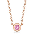 Round Pink Sapphire Bezel Pendant Necklace 14K Rose Gold (0.07ct)