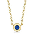 Round Blue Sapphire Bezel Pendant Necklace 14K Yellow Gold (0.07ct)