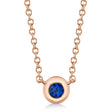 Round Blue Sapphire Bezel Pendant Necklace 14K Rose Gold (0.07ct)