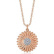 Diamond Daisy Flower Pendant Necklace 14K Rose Gold (0.10ct)