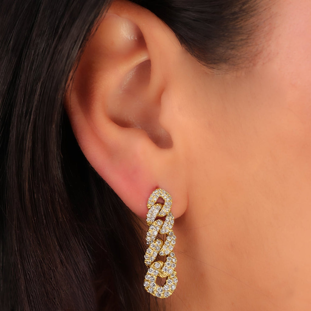 Diamond Link Drop Earrings 14K Yellow Gold (1.62ct)