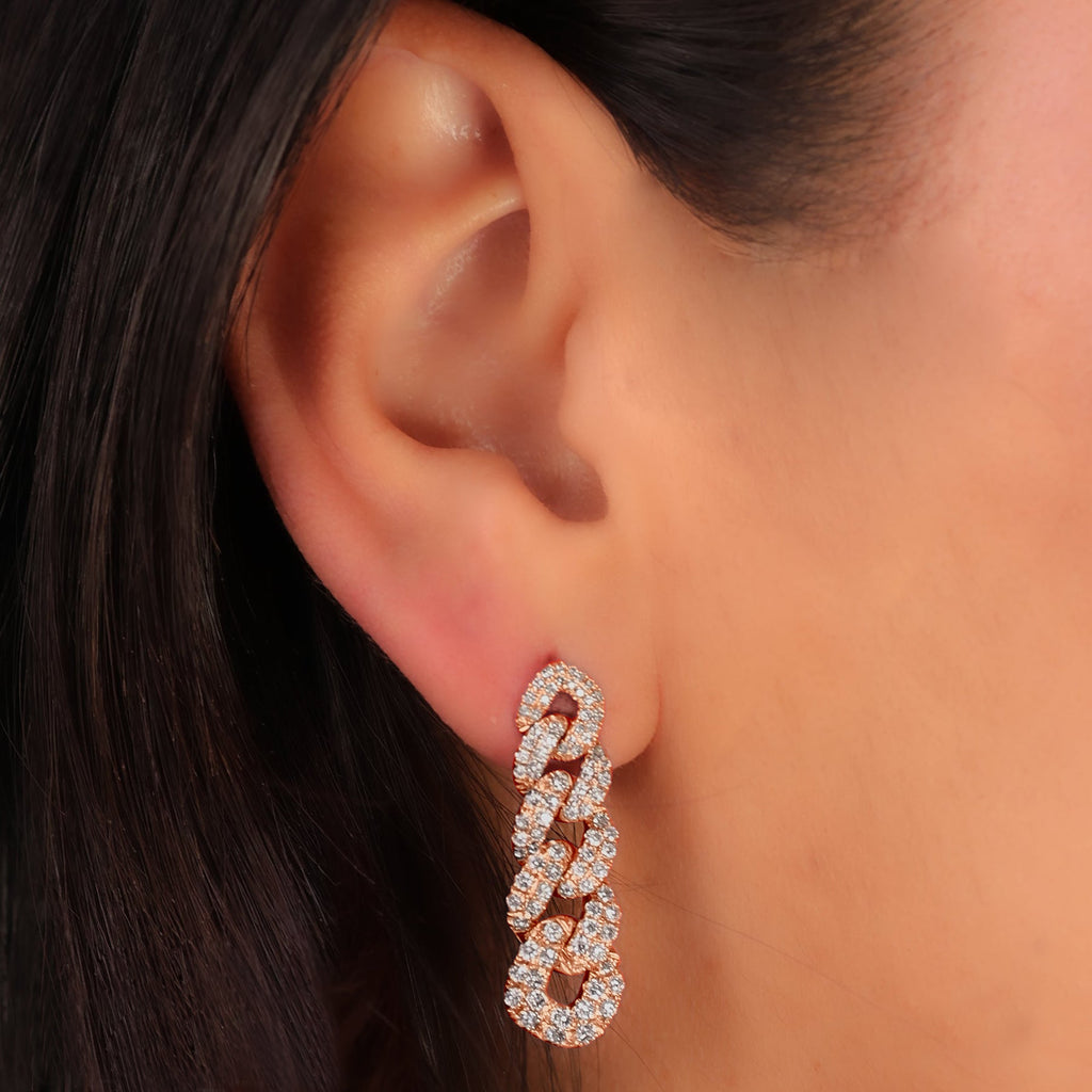 Lab Diamond Link Drop Earrings 14K Rose Gold (1.62ct)
