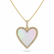Heart Mother of Pearl & Round Diamond Pendant Necklace 14K Yellow Gold (2.62ct)