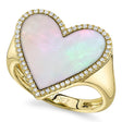 Heart Mother of Pearl & Round Diamond Cocktail Ring 14K Yellow Gold (2.34ct)